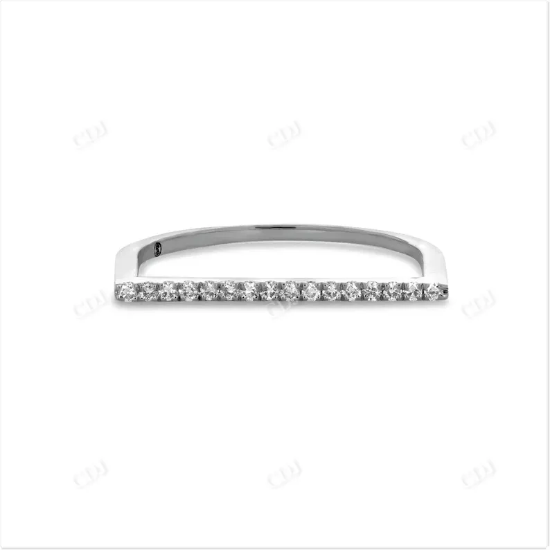 0.08CTW Round Lab Grown Diamond Thin Bar Minimalist Stack Band