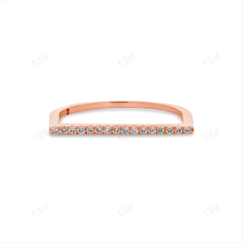 0.08CTW Round Lab Grown Diamond Thin Bar Minimalist Stack Band