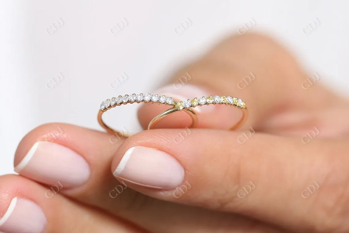 0.15CTW Round Cut Yellow Gold Minimalist Natural Diamond Band