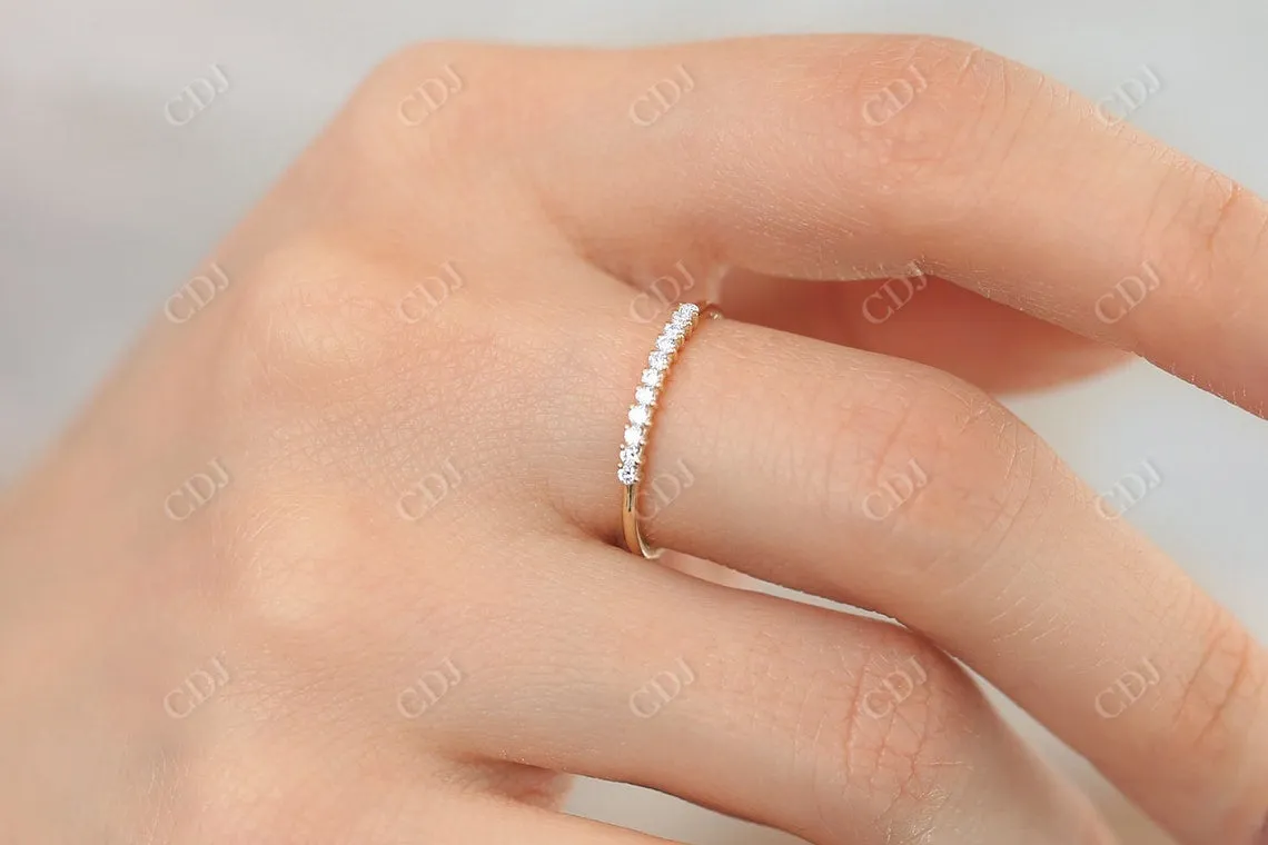 0.15CTW Round Cut Yellow Gold Minimalist Natural Diamond Band