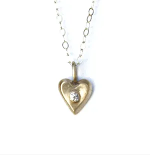 14K Gold Heart Necklace with Faceted Gemstone by Emily Rosenfeld Jewelry