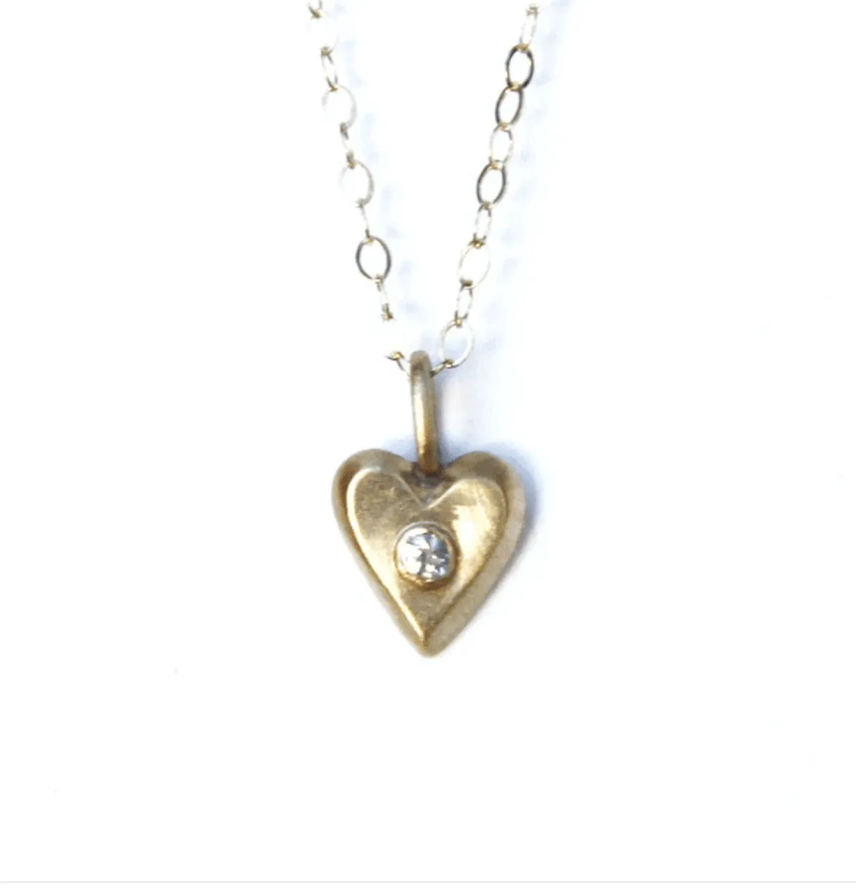 14K Gold Heart Necklace with Faceted Gemstone by Emily Rosenfeld Jewelry