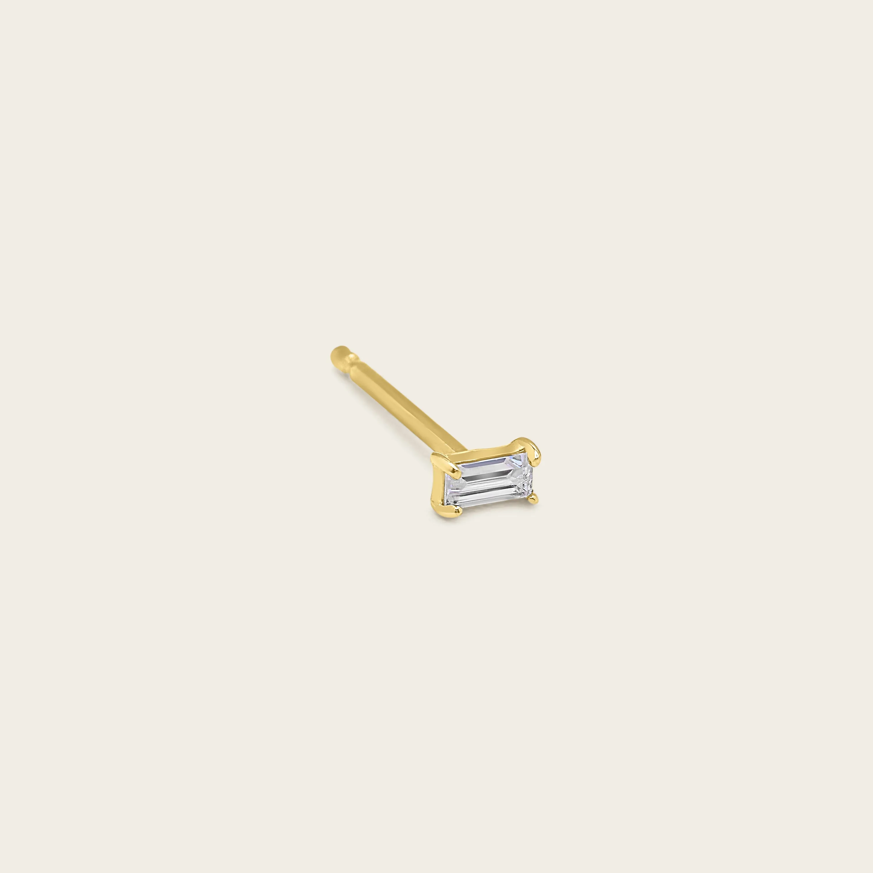 14k Solid Gold Mini Diamond Baguette Studs