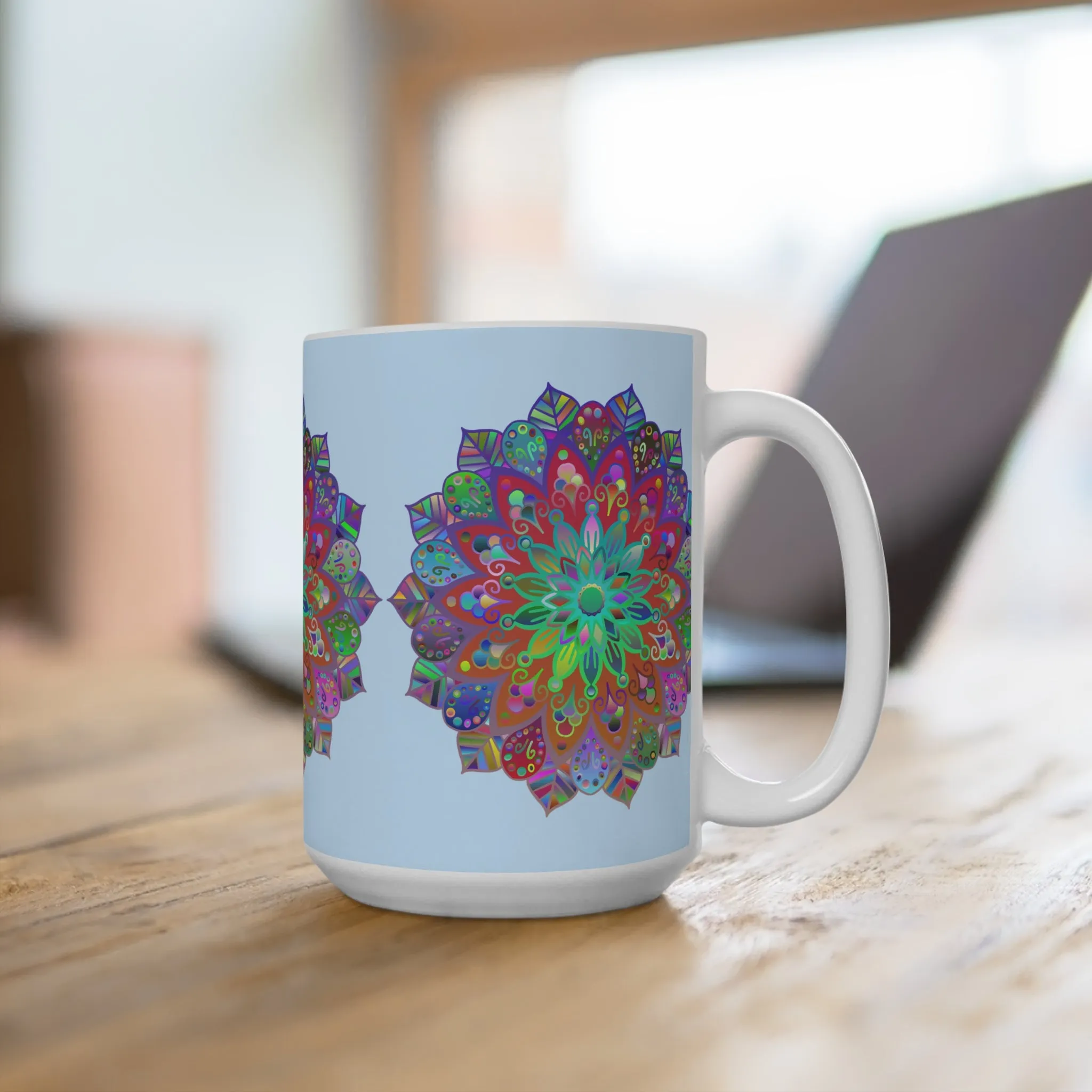 15oz Mandala Art Ceramic Mug - Perfect for Coffee & Tea Lovers