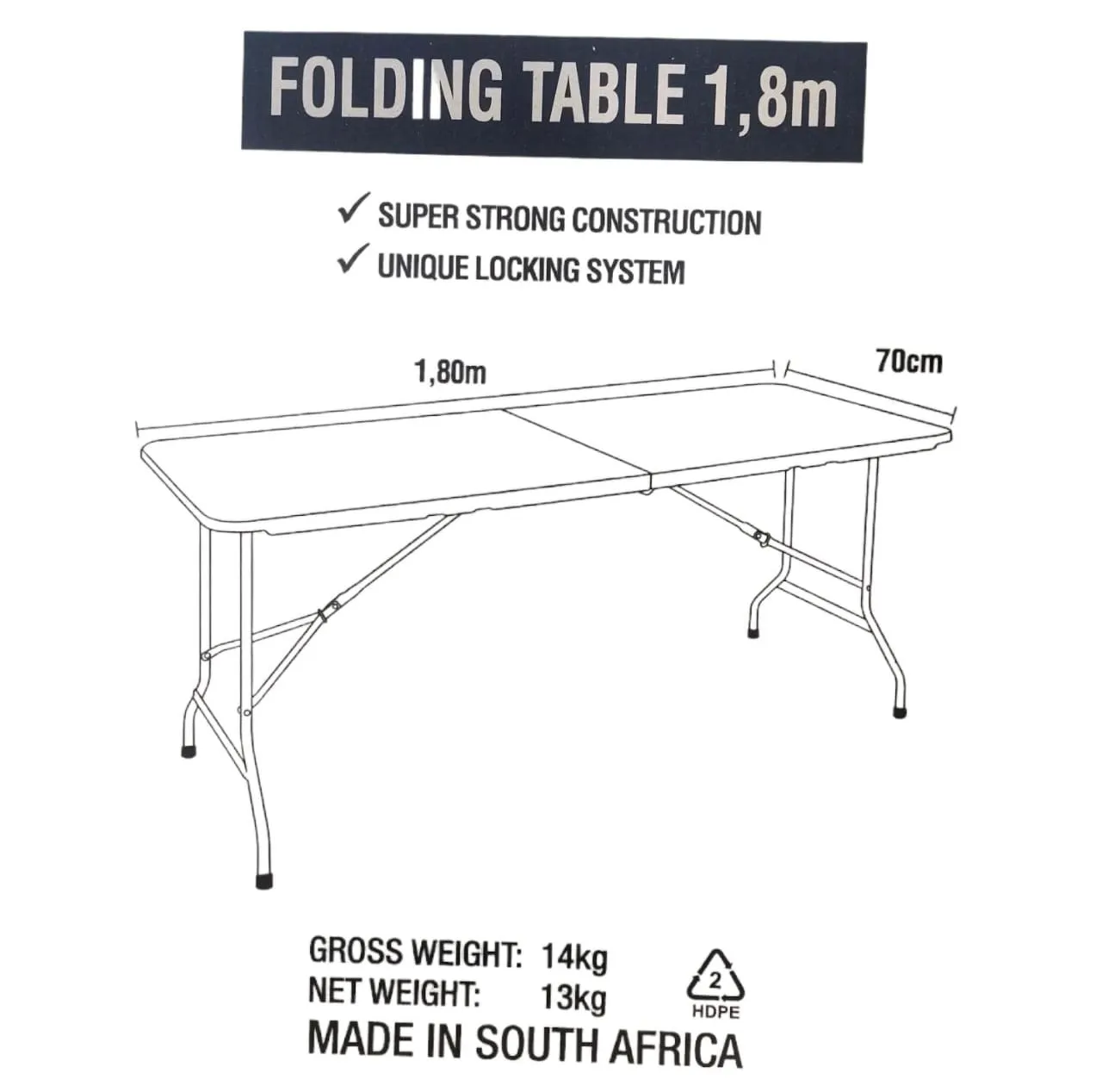 1.8m Folding Trestle Table