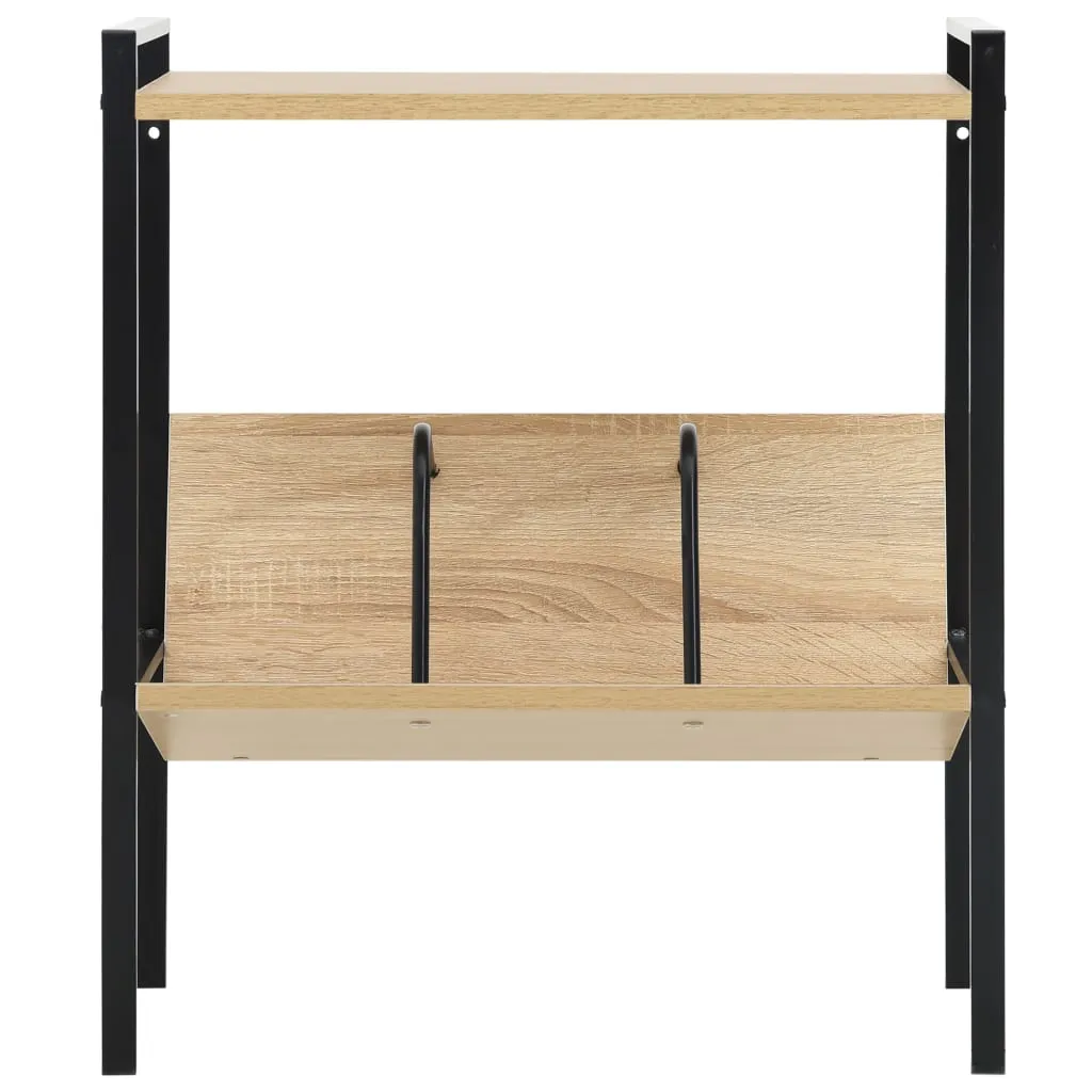 2-Layer Book Shelf Black and Oak 52x28x59 cm Engineered Wood