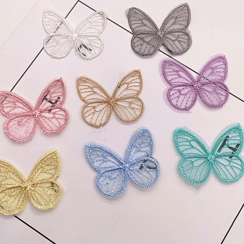 20 DIY Embroidered Butterfly Fabric Stickers in Mixed Colors