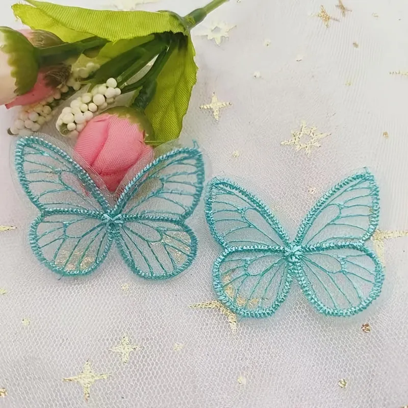 20 DIY Embroidered Butterfly Fabric Stickers in Mixed Colors