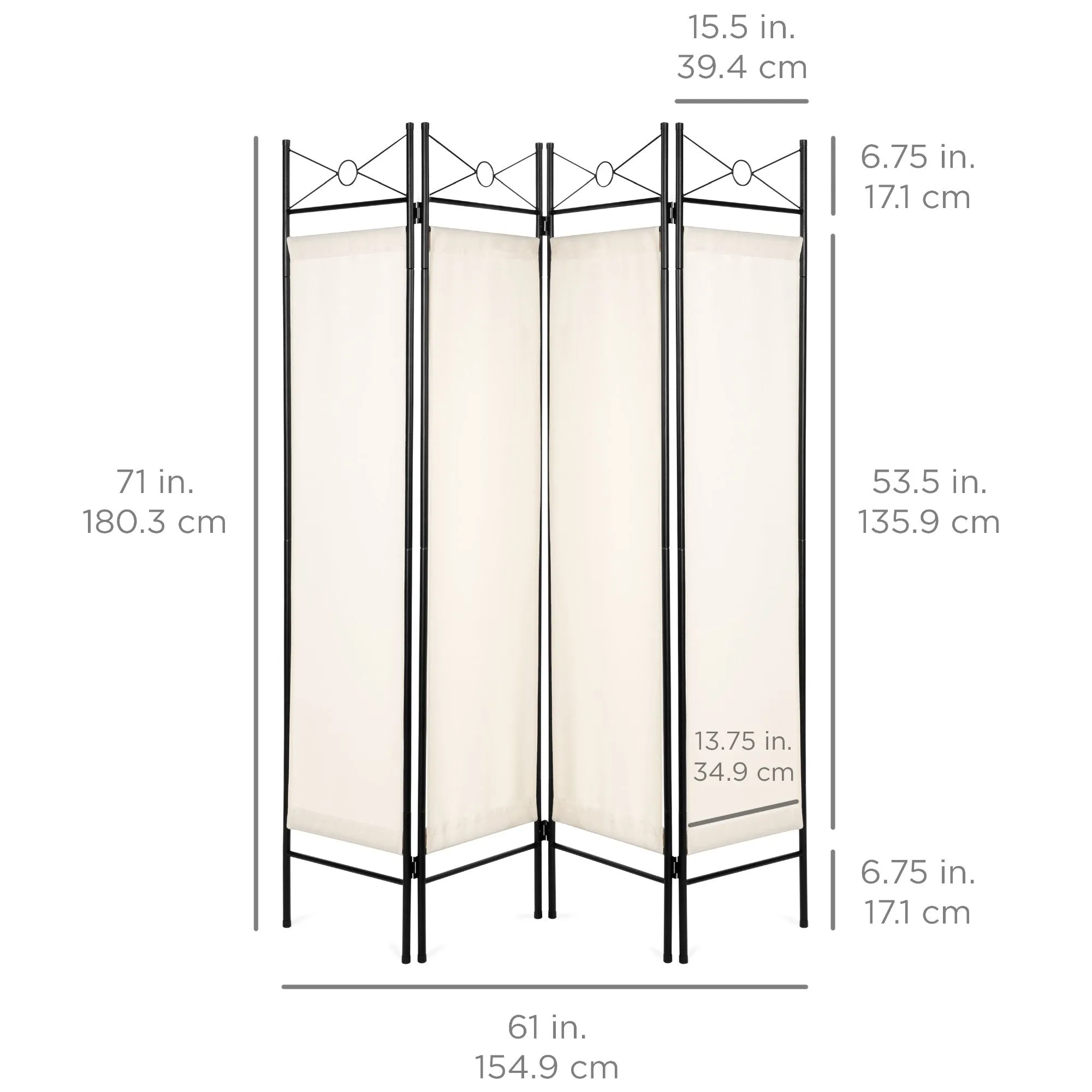 4-Panel Folding Privacy Screen Room Divider Decoration Accent, 6ft