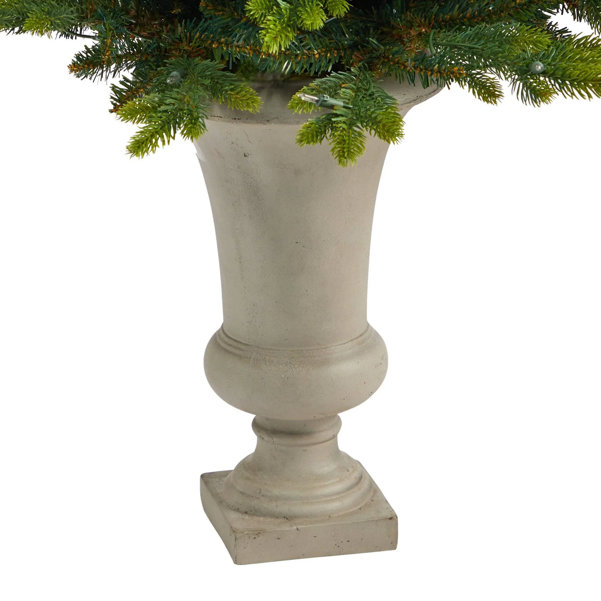 44” North Carolina Fir Artificial Christmas Tree with 150 Clear Lights and 563 Bendable Branches in Sand Colored Urn