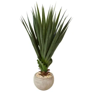 4.5 Ft Artificial Spiked Agave in Bowl (Indoor/Outdoor) - Low Maintenance, Life-Like & Vibrant Silk Plants For Busy People.