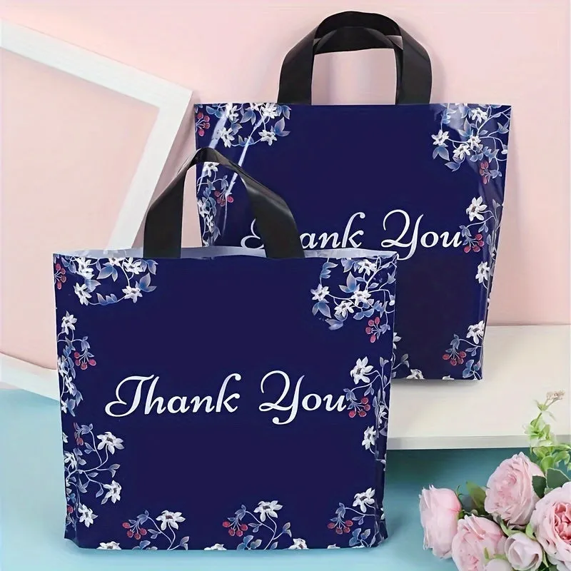 5 Blue Thank You Print Plastic Tote Bags for Every Occasion