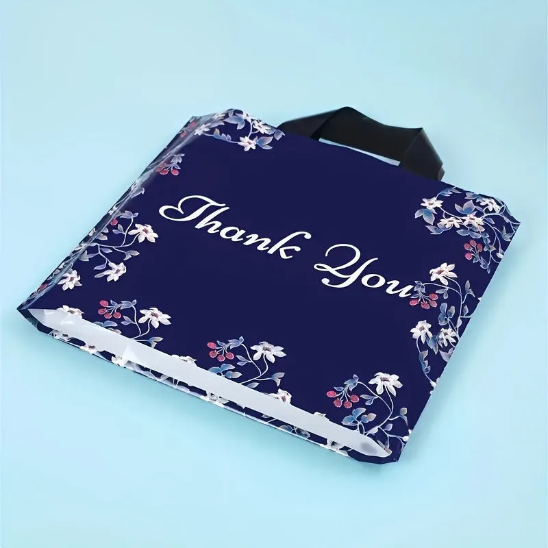 5 Blue Thank You Print Plastic Tote Bags for Every Occasion