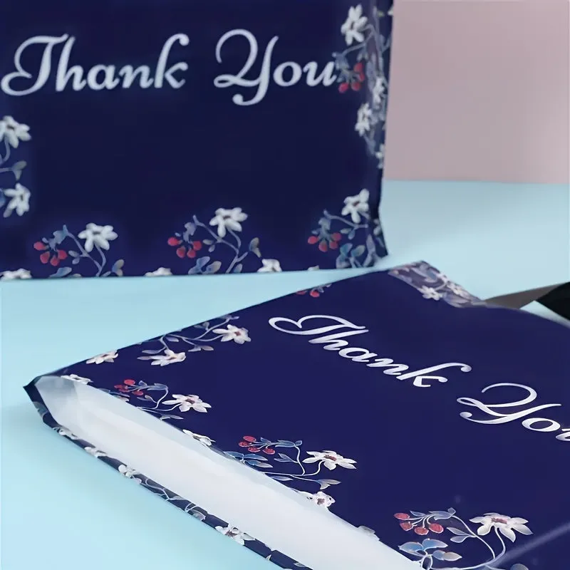 5 Blue Thank You Print Plastic Tote Bags for Every Occasion