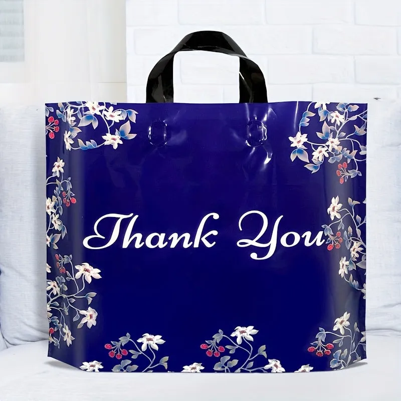 5 Blue Thank You Print Plastic Tote Bags for Every Occasion