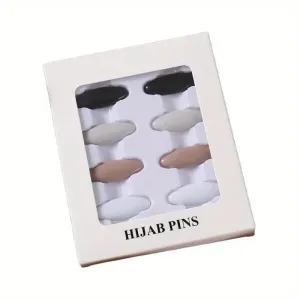 8pcs Minimalist Style Hijab Brooch - Mix Colors