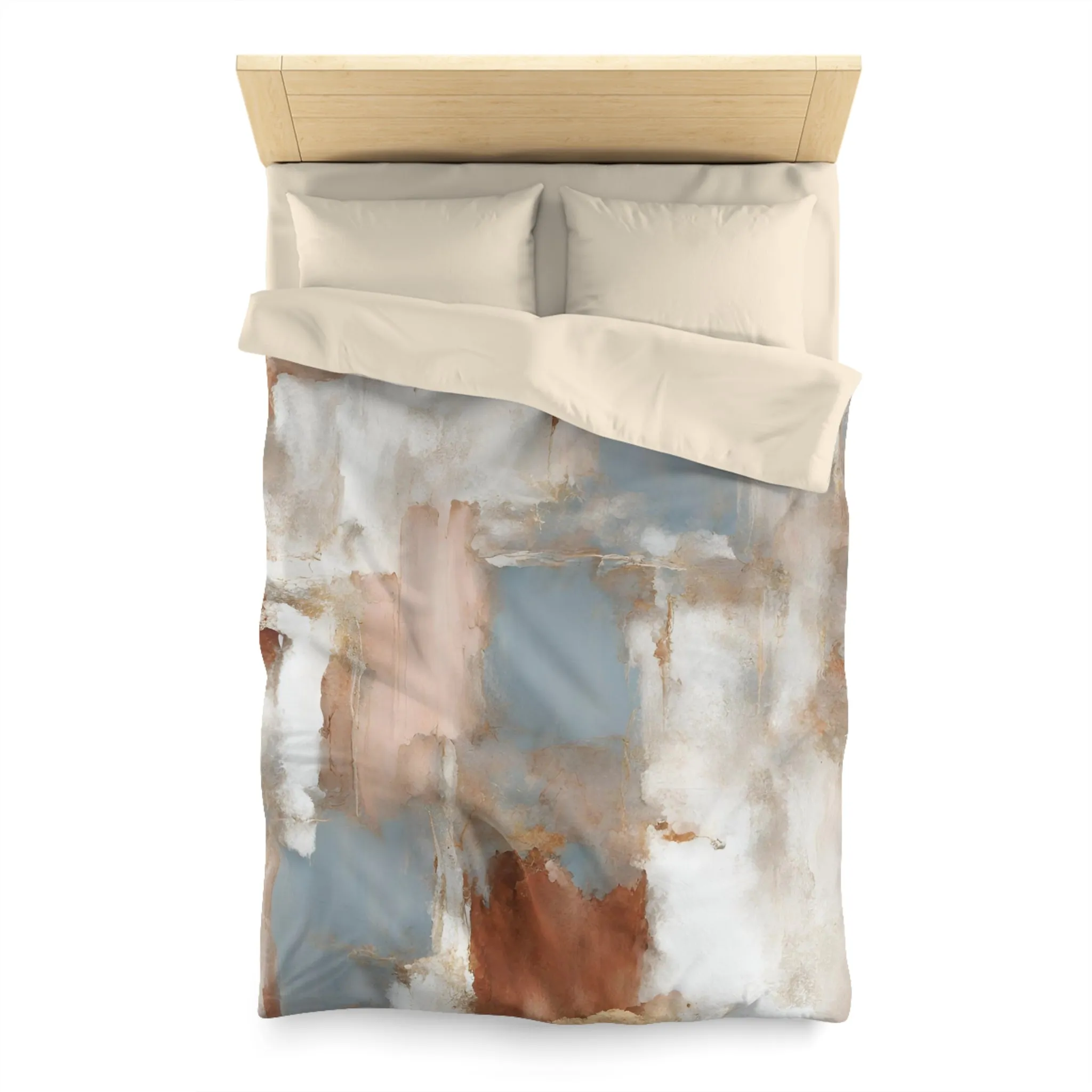 Abstract Duvet Cover | Beige Rust, blue White