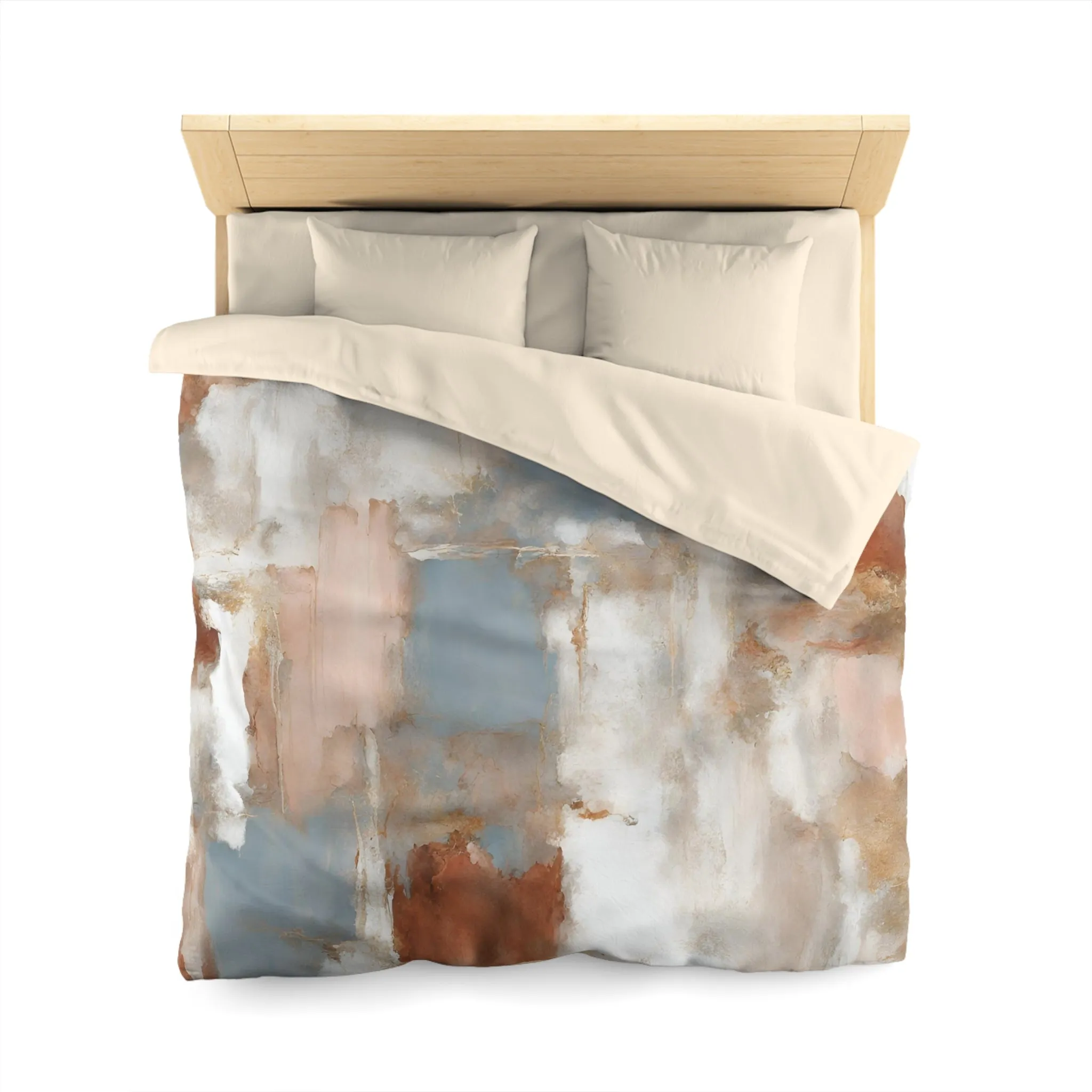 Abstract Duvet Cover | Beige Rust, blue White