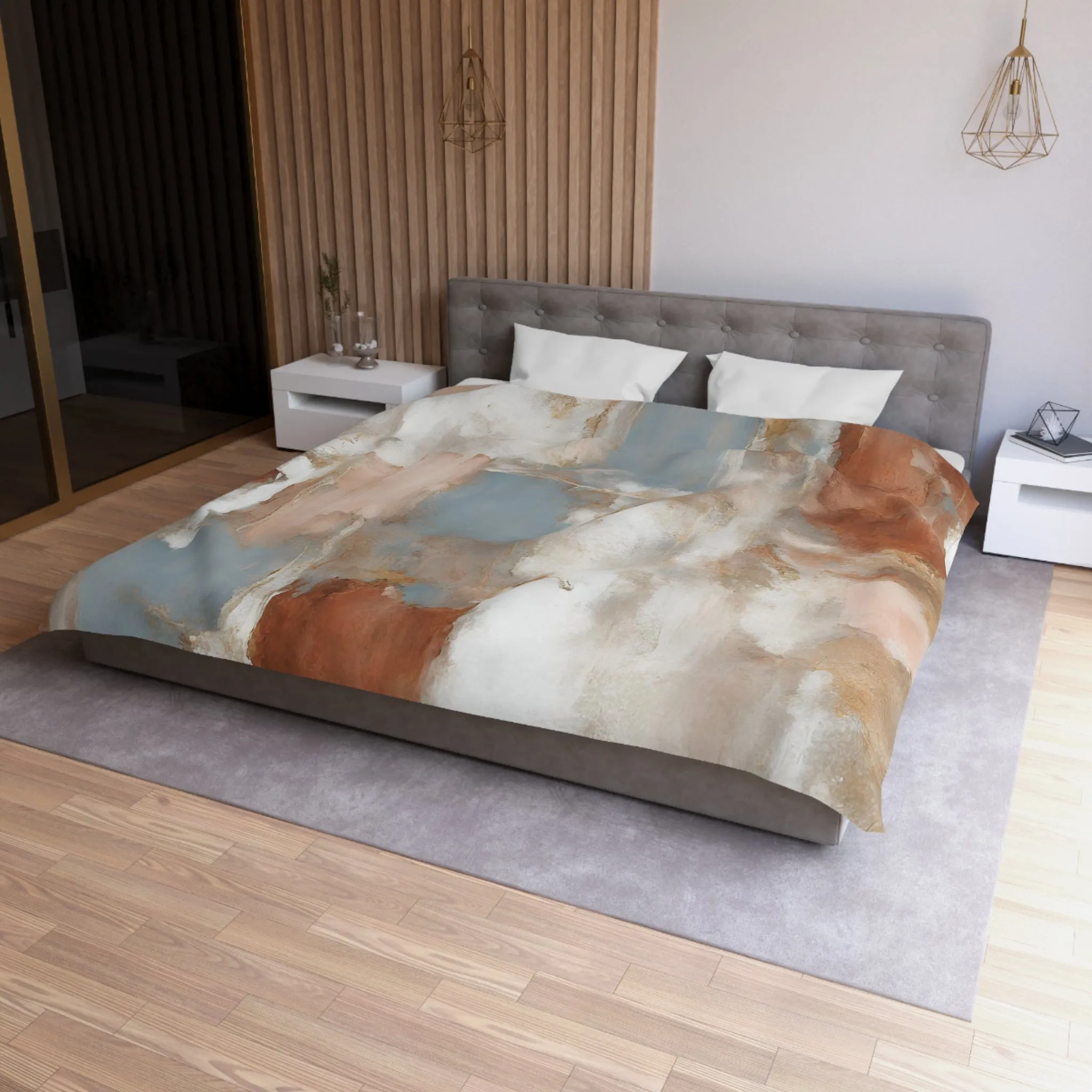 Abstract Duvet Cover | Beige Rust, blue White