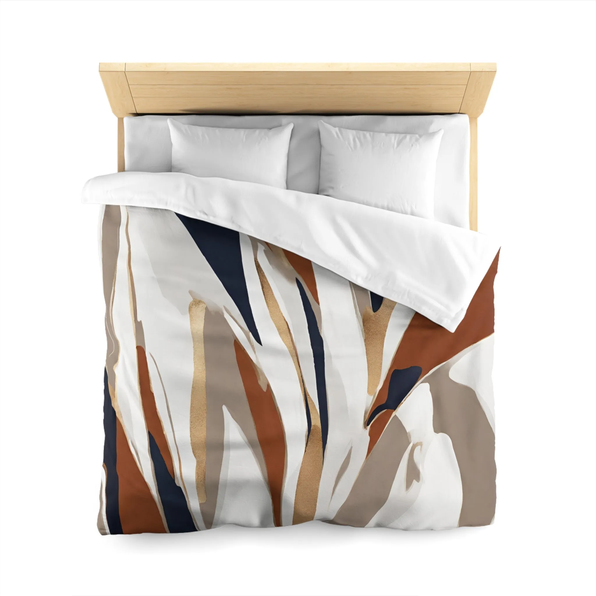 Abstract Duvet Cover | Beige Rust, Navy blue White