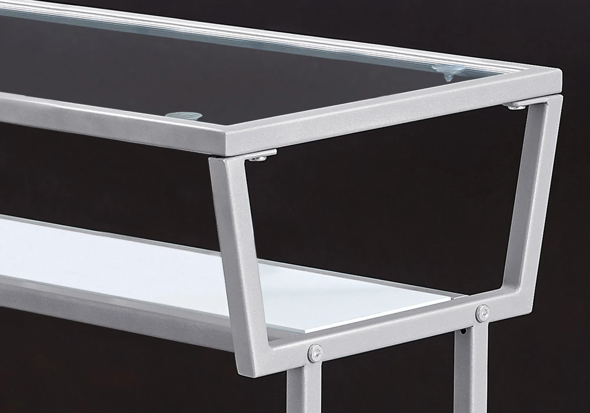 Accent Table - 22"H / White / Silver / Tempered Glass