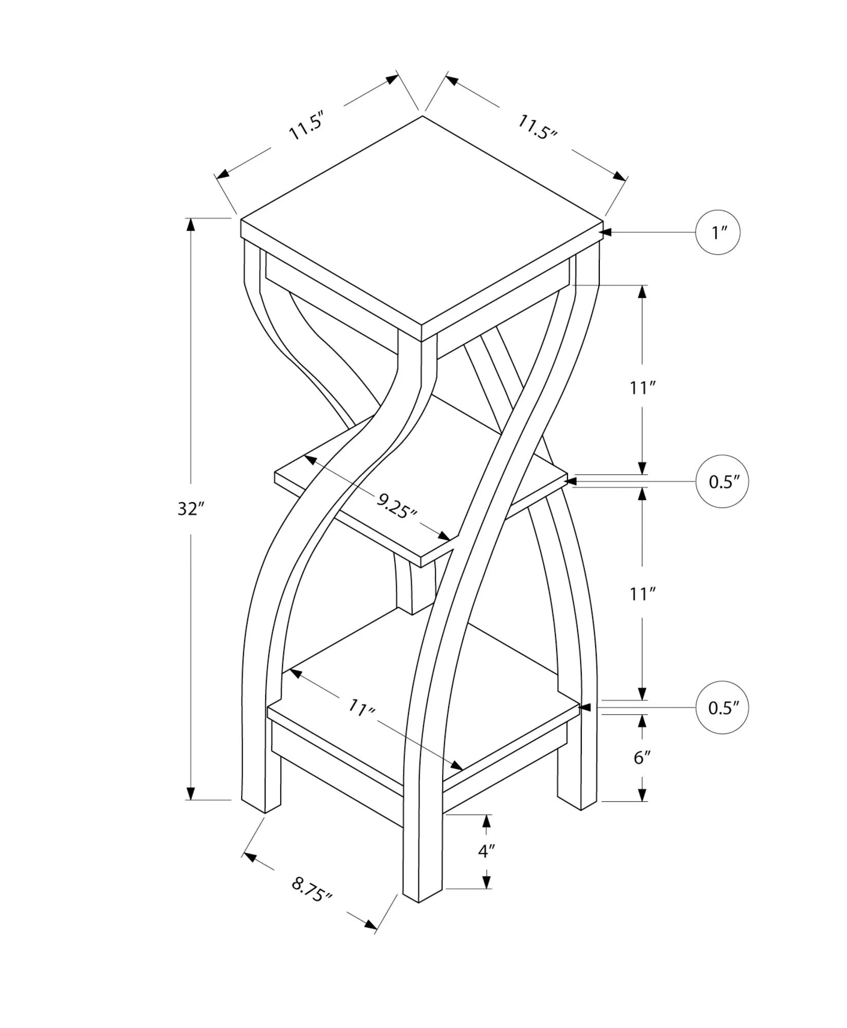 Accent Table - 32"H / Black