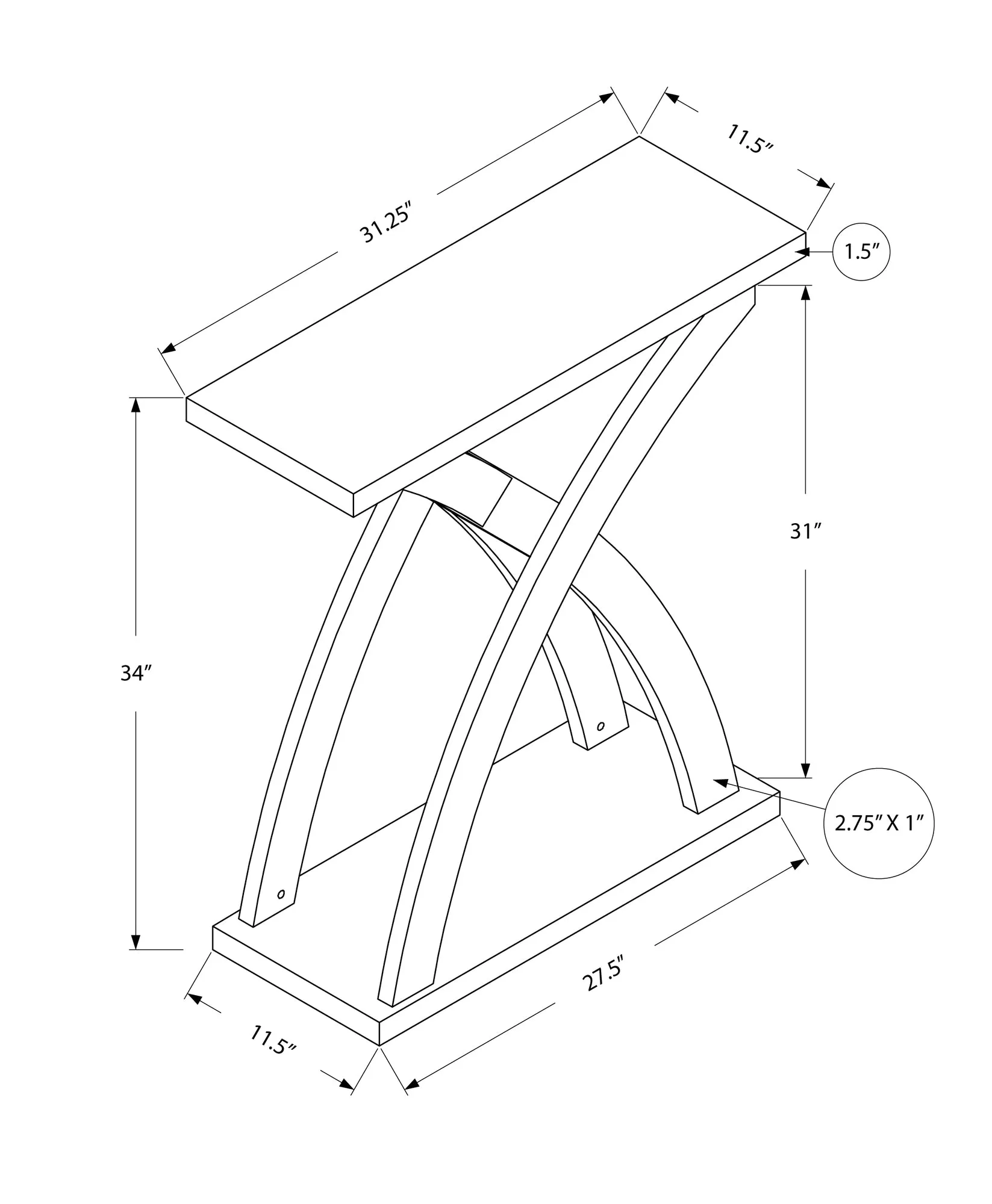 Accent Table - 32"L / Cappuccino Hall Console