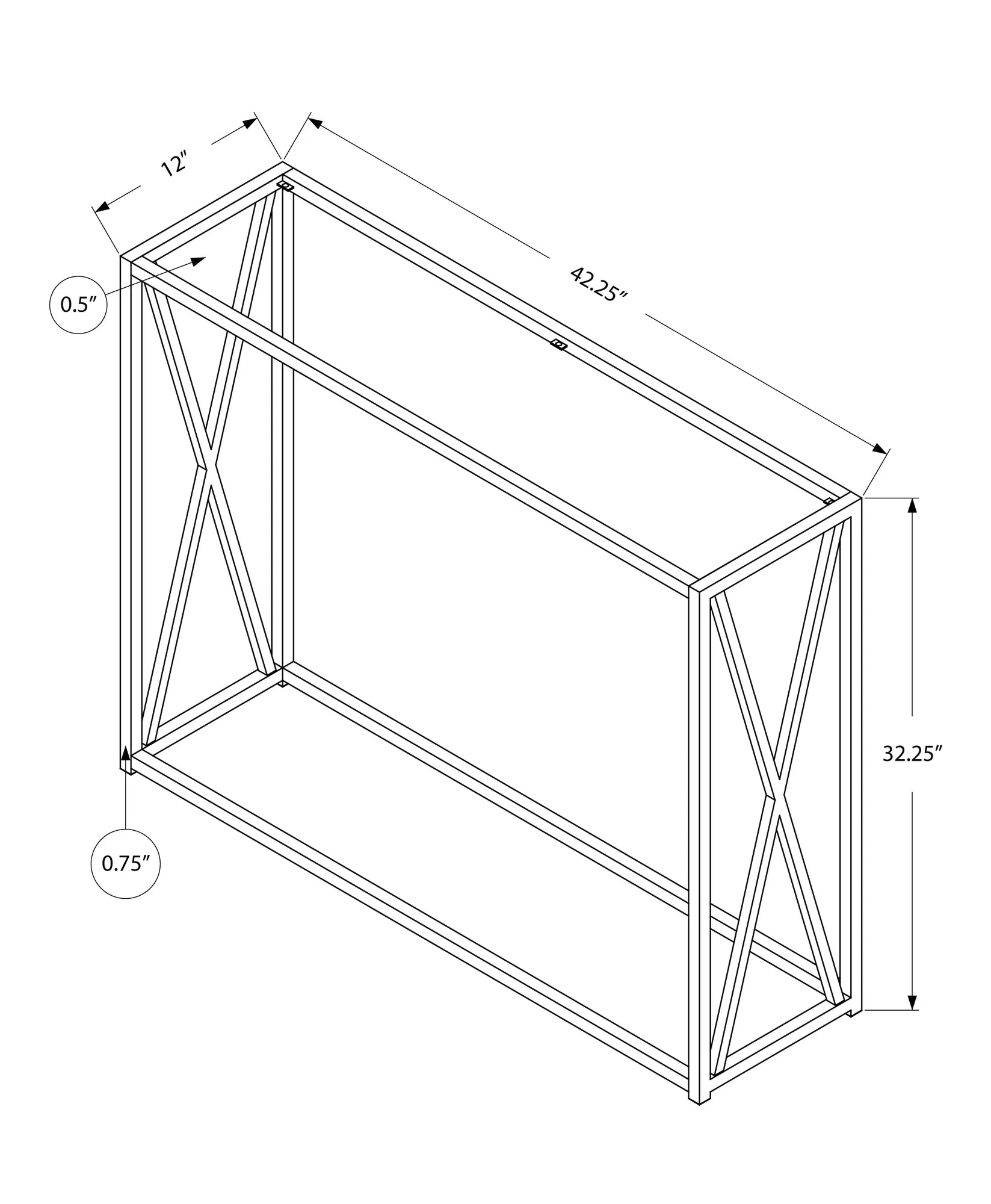 Accent Table - 42"L / Gold Metal With Tempered Glass