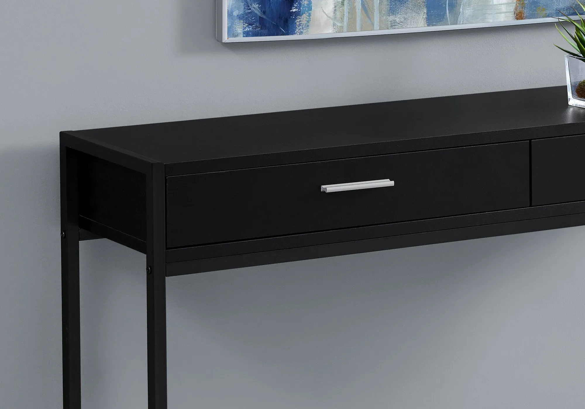 Accent Table - 48"L / Black / Black Metal Hall Console