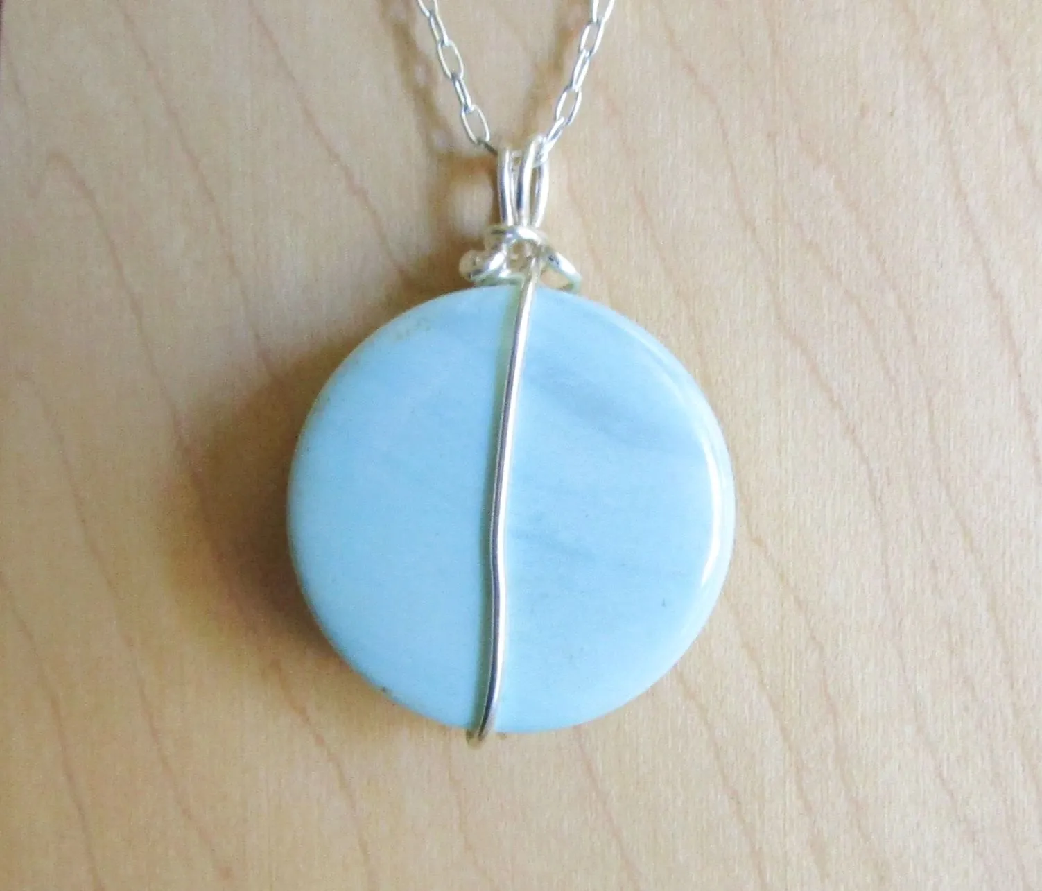 Banded Blue Agate Natural Crystal Pendant Necklace