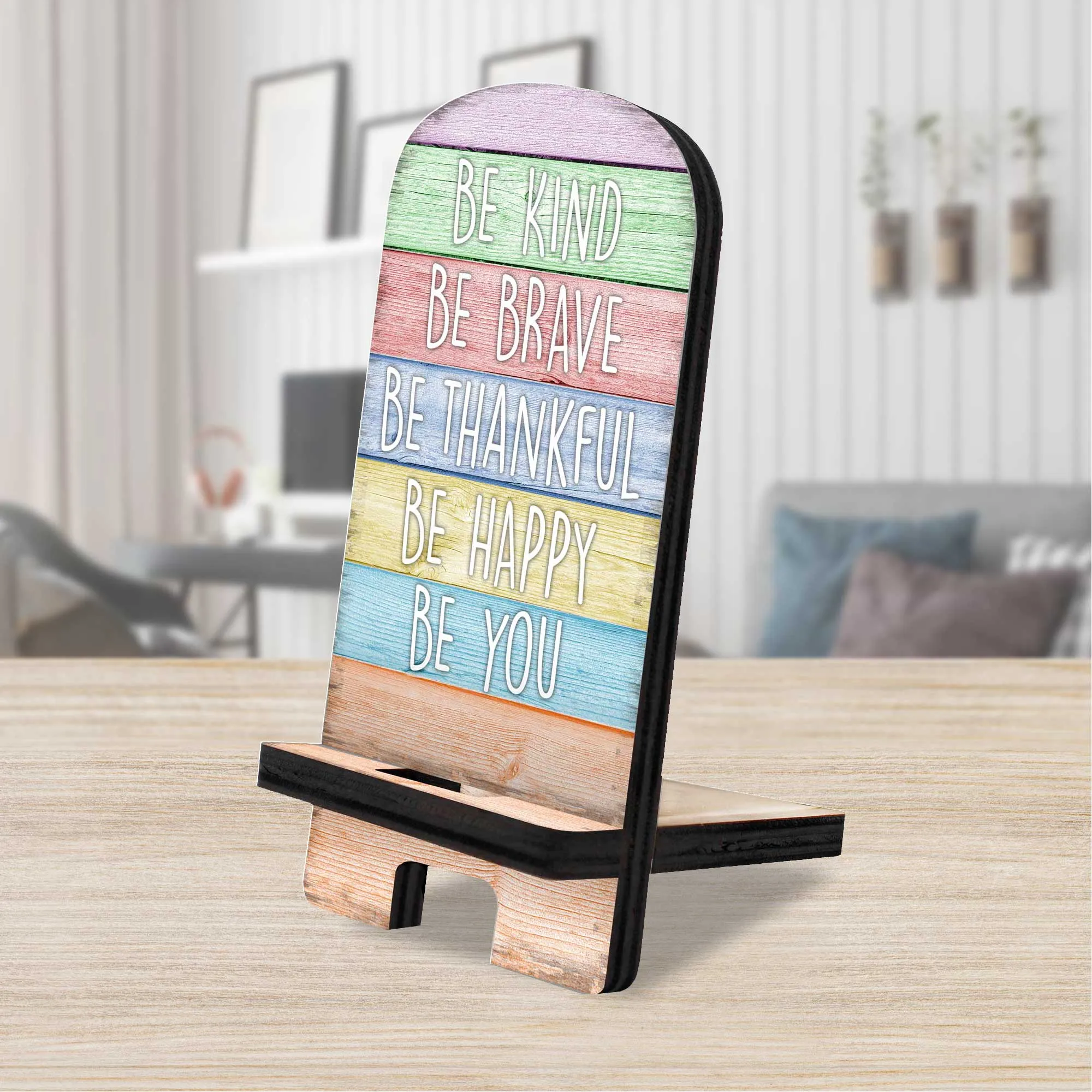 Be Kind, Be Brave…. Cell Phone Stand Family Décor | Wood Mobile Tablet Holder Charging Station Organizer - 892070