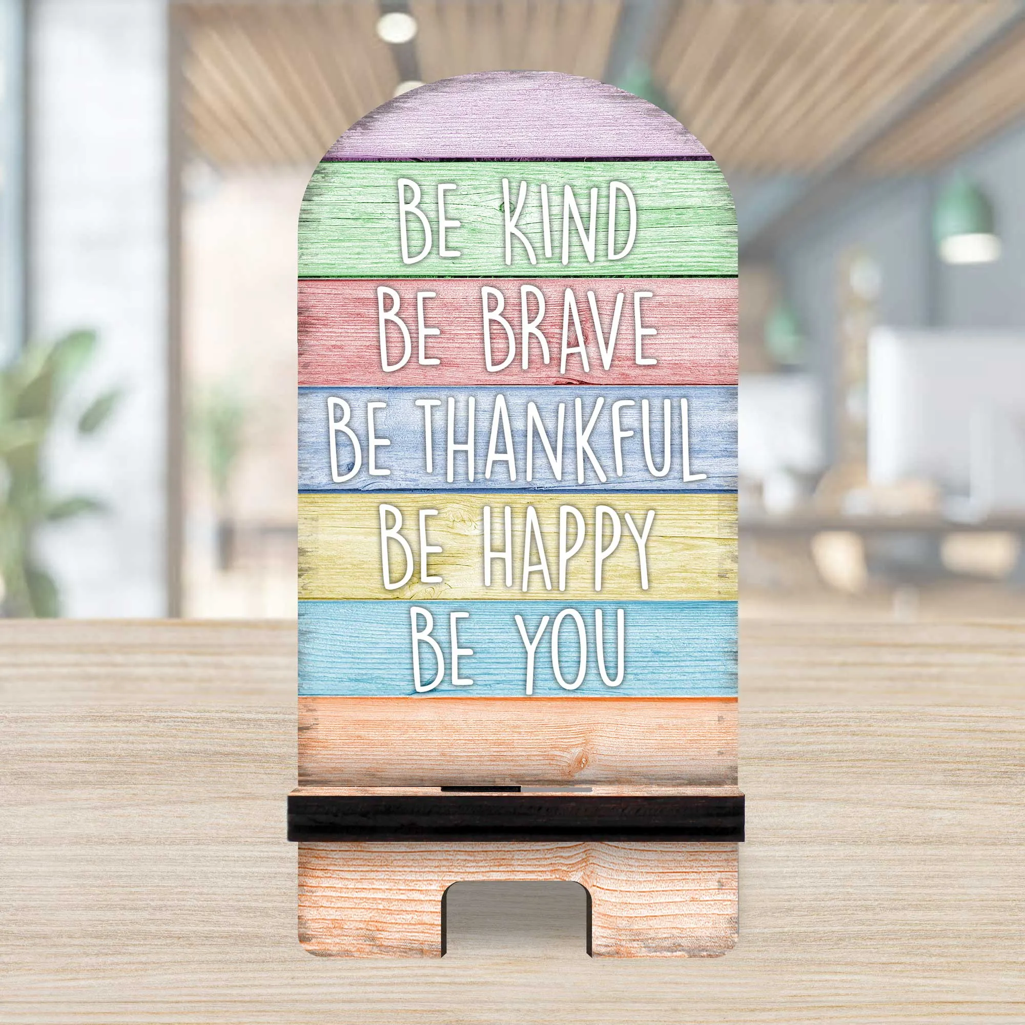 Be Kind, Be Brave…. Cell Phone Stand Family Décor | Wood Mobile Tablet Holder Charging Station Organizer - 892070