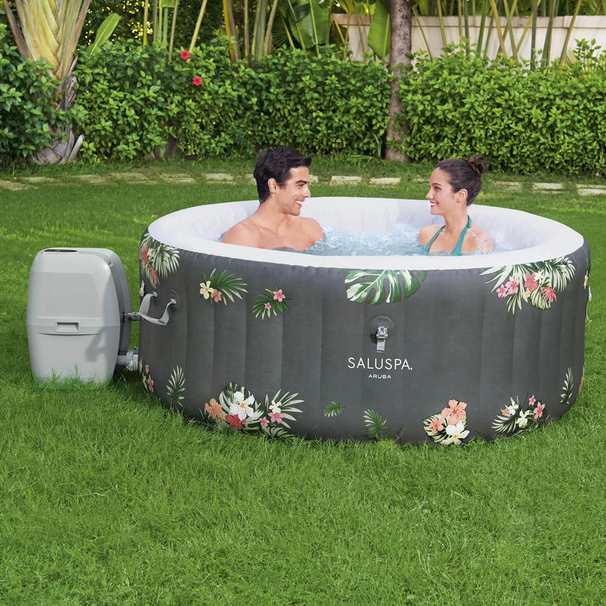 Bestway 60062E-BW Aruba 3-Person Inflatable Round Air Jet Hot Tub Spa (Used)