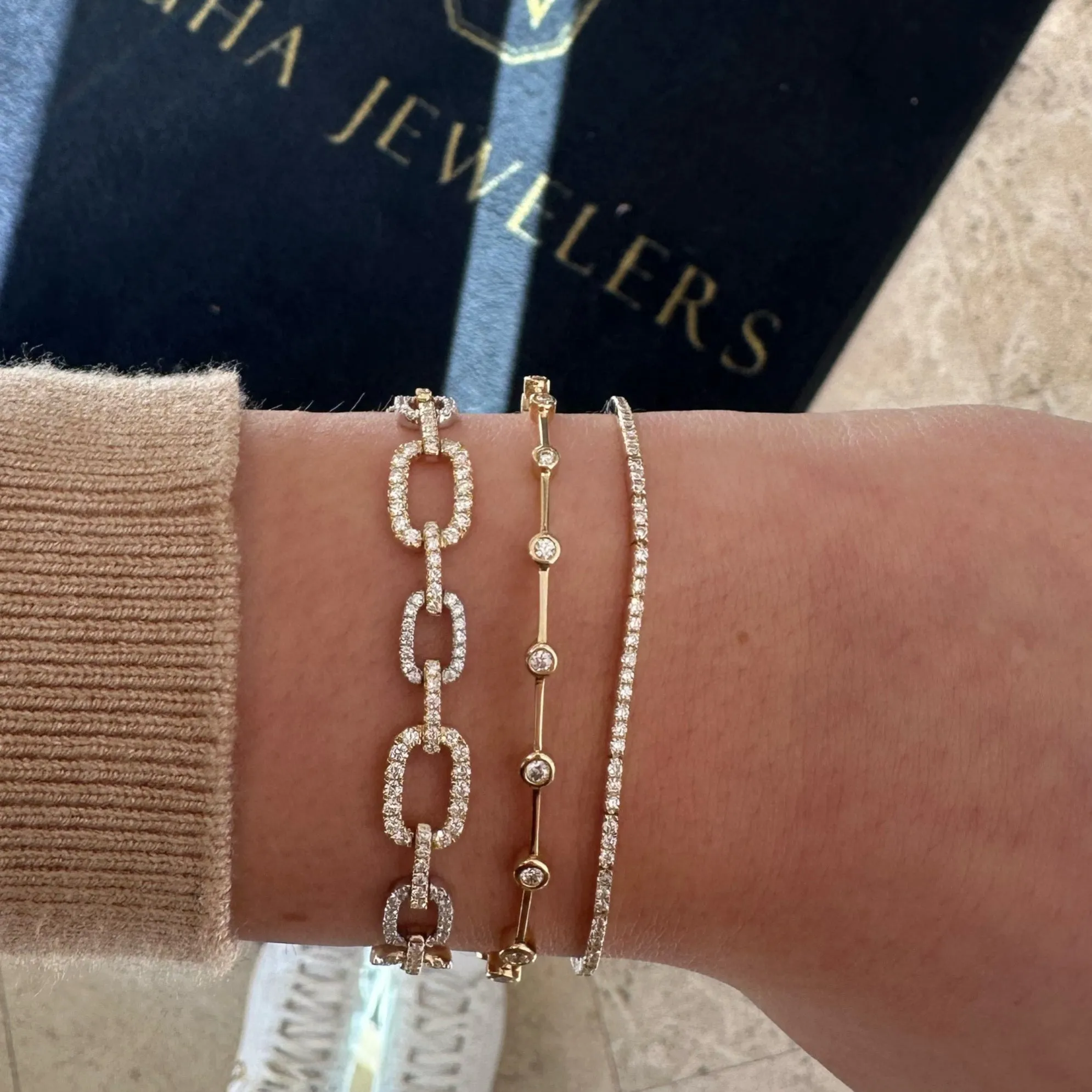 Bezel-Set Diamond Bar Bracelet