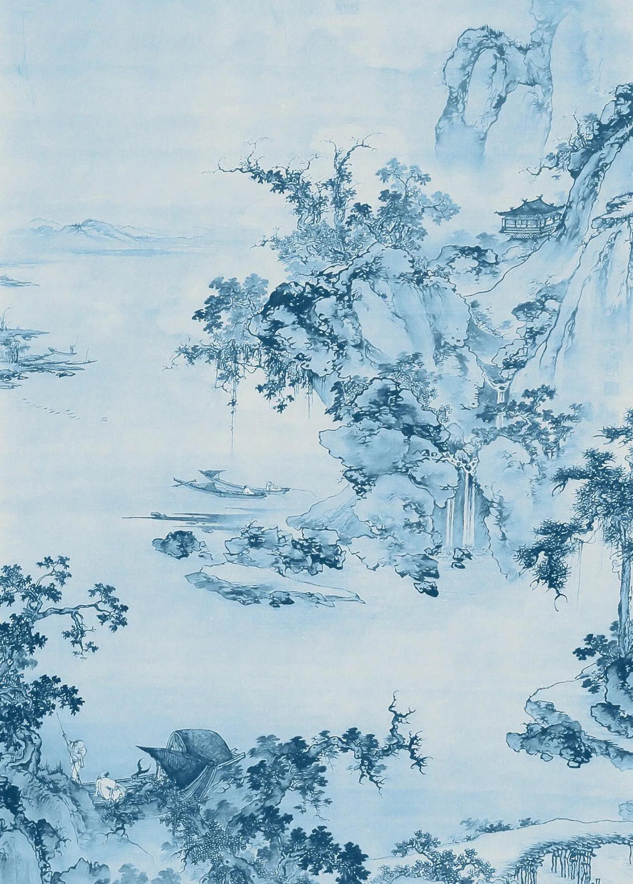 Blue China Mural Wallpaper