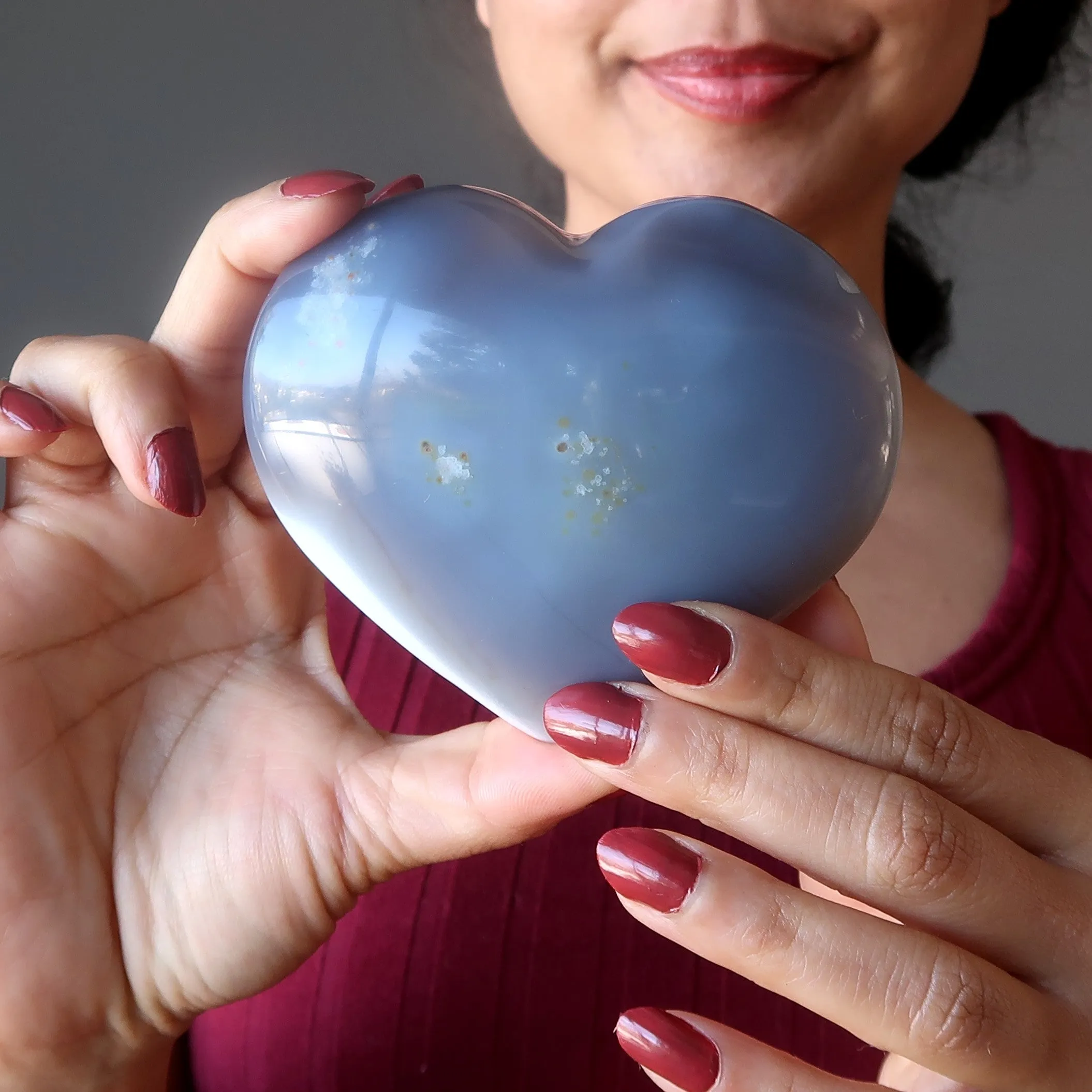 Blue Lace Agate Heart Matching Waves and Vibes Love Crystal