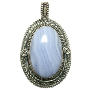 Blue Lace Agate Pendant Classic Grace Gem Sterling Silver