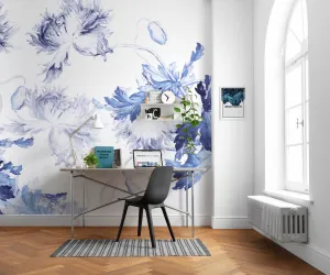 Blue Silhouettes Mural Wallpaper