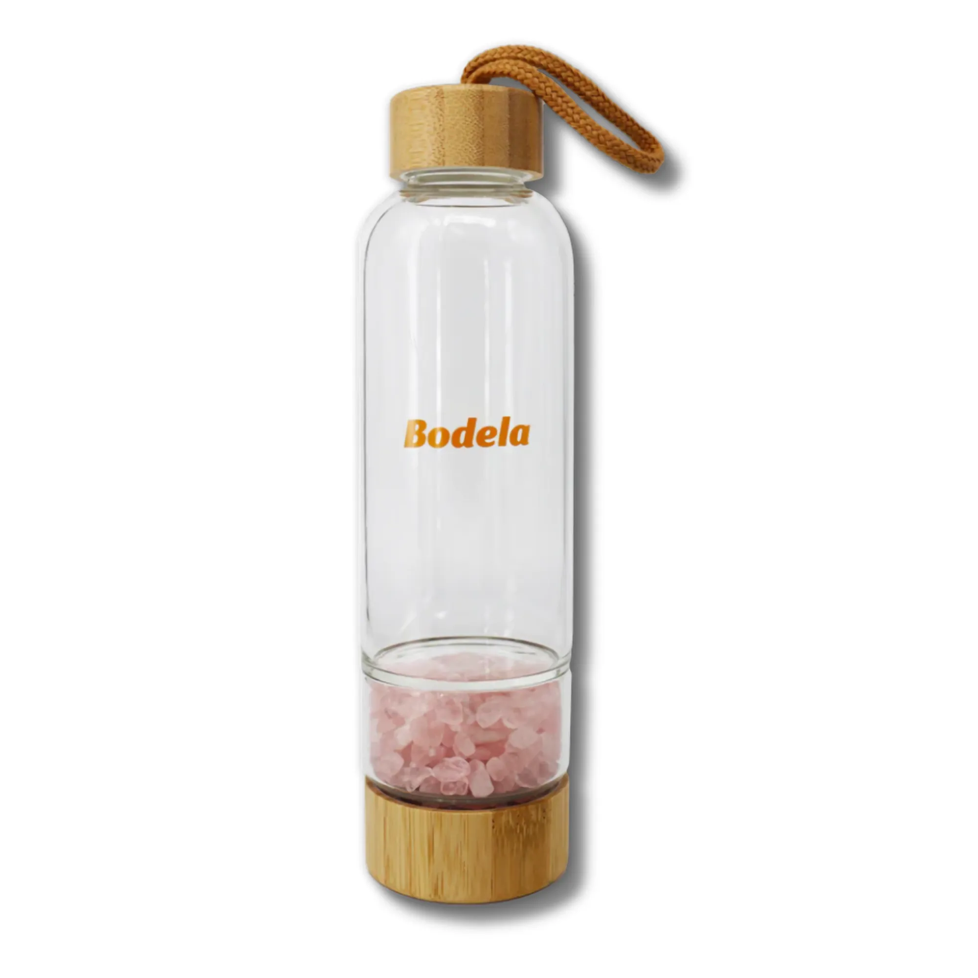 Bodela Rose Quartz Glass Water Bottle