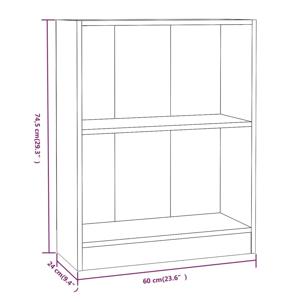 Bookshelf Brown Oak 60x24x74.5 cm Engineered Wood