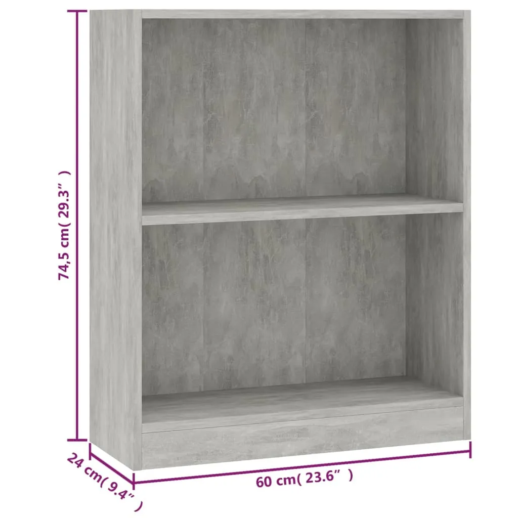 Bookshelf Concrete Grey 60x24x74.5 cm Engineered Wood