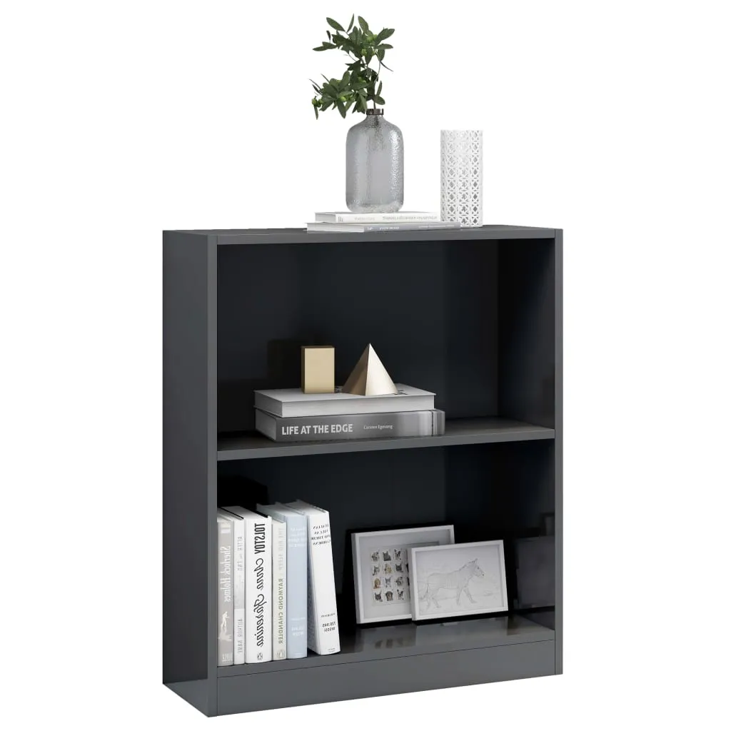 Bookshelf High Gloss Grey 60x24x76 cm Engineered Wood