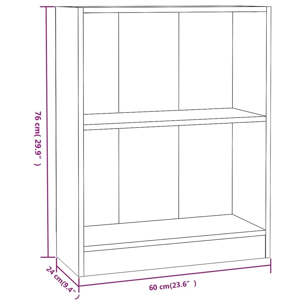 Bookshelf High Gloss Grey 60x24x76 cm Engineered Wood