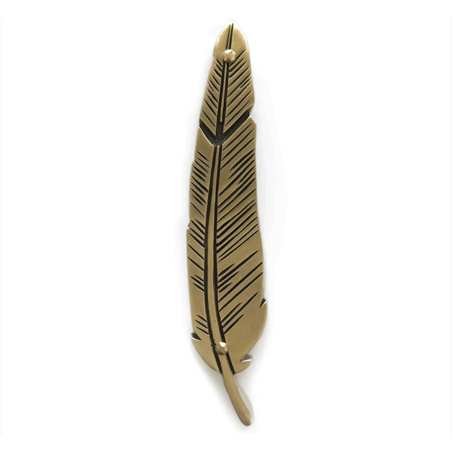 Brass Feather Mezuzah by Emily Rosenfeld Judaica