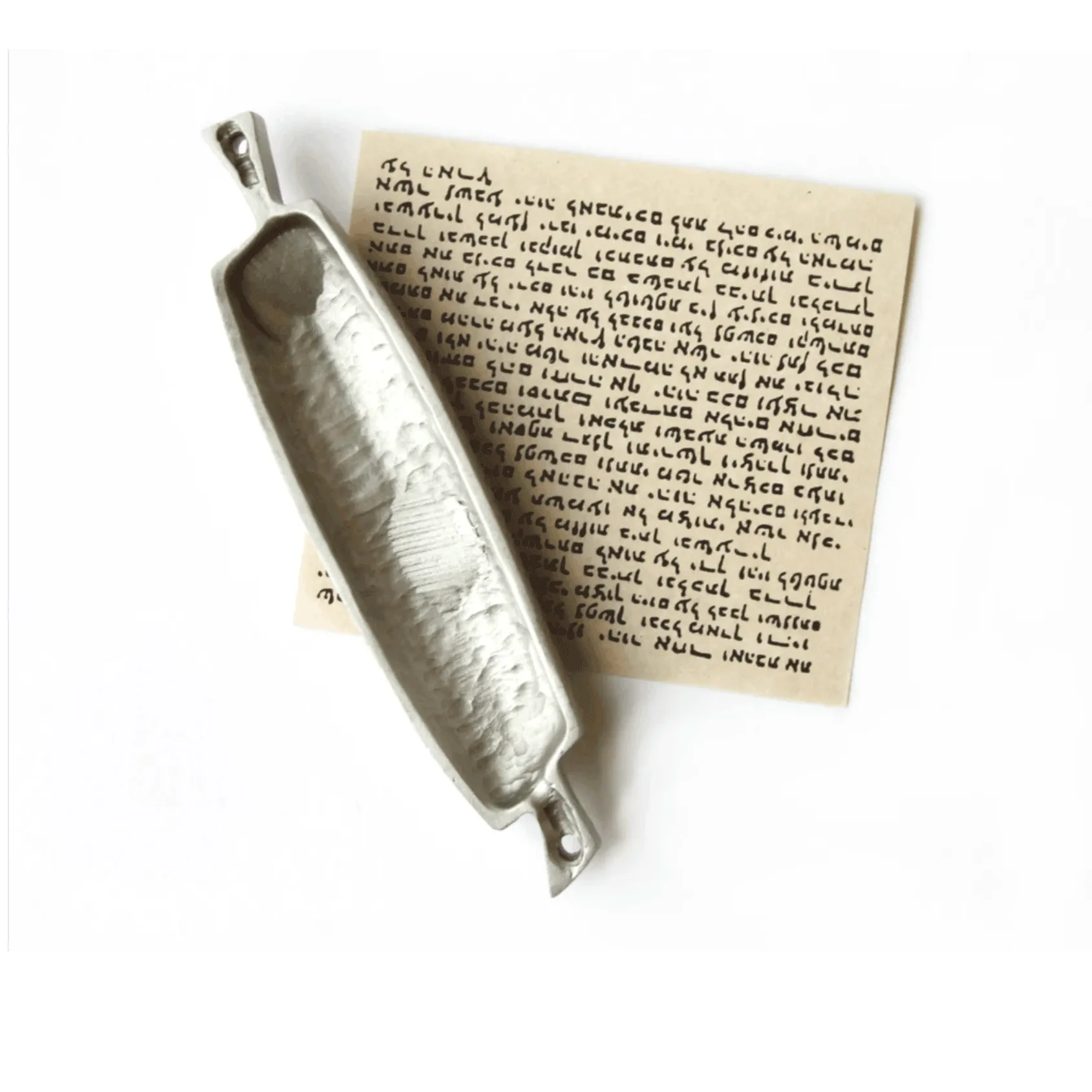 Brass Feather Mezuzah by Emily Rosenfeld Judaica