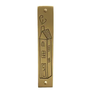 Brass Home Sweet Home Mezuzah by Emily Rosenfeld Judaica