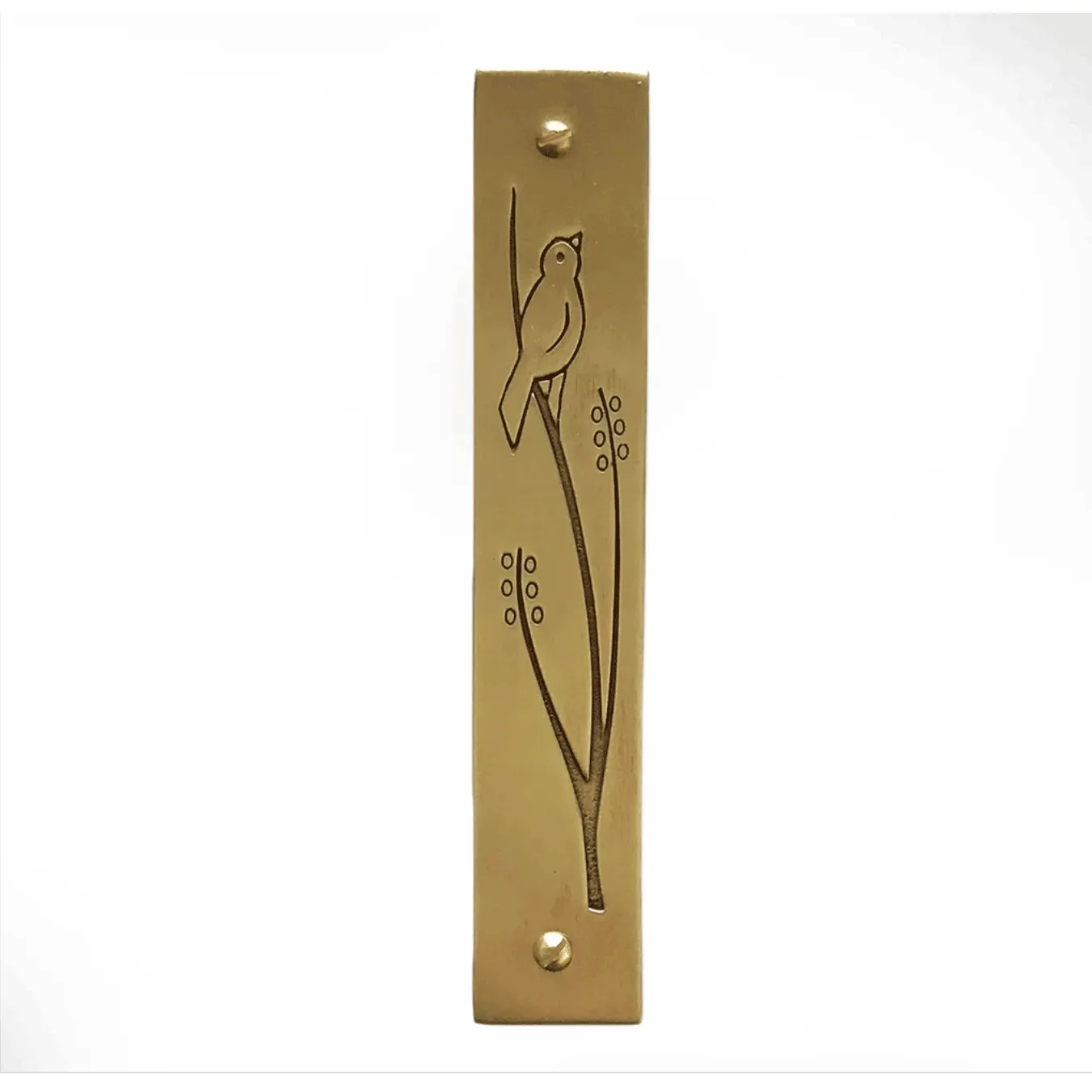 Brass Wren Mezuzah by Emily Rosenfeld Judaica