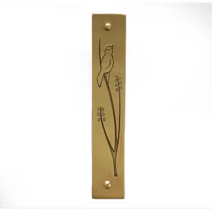 Brass Wren Mezuzah by Emily Rosenfeld Judaica