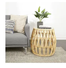 BROWN RATTAN HANDMADE WITH WHITE FABRIC CUSHION COLLECTION