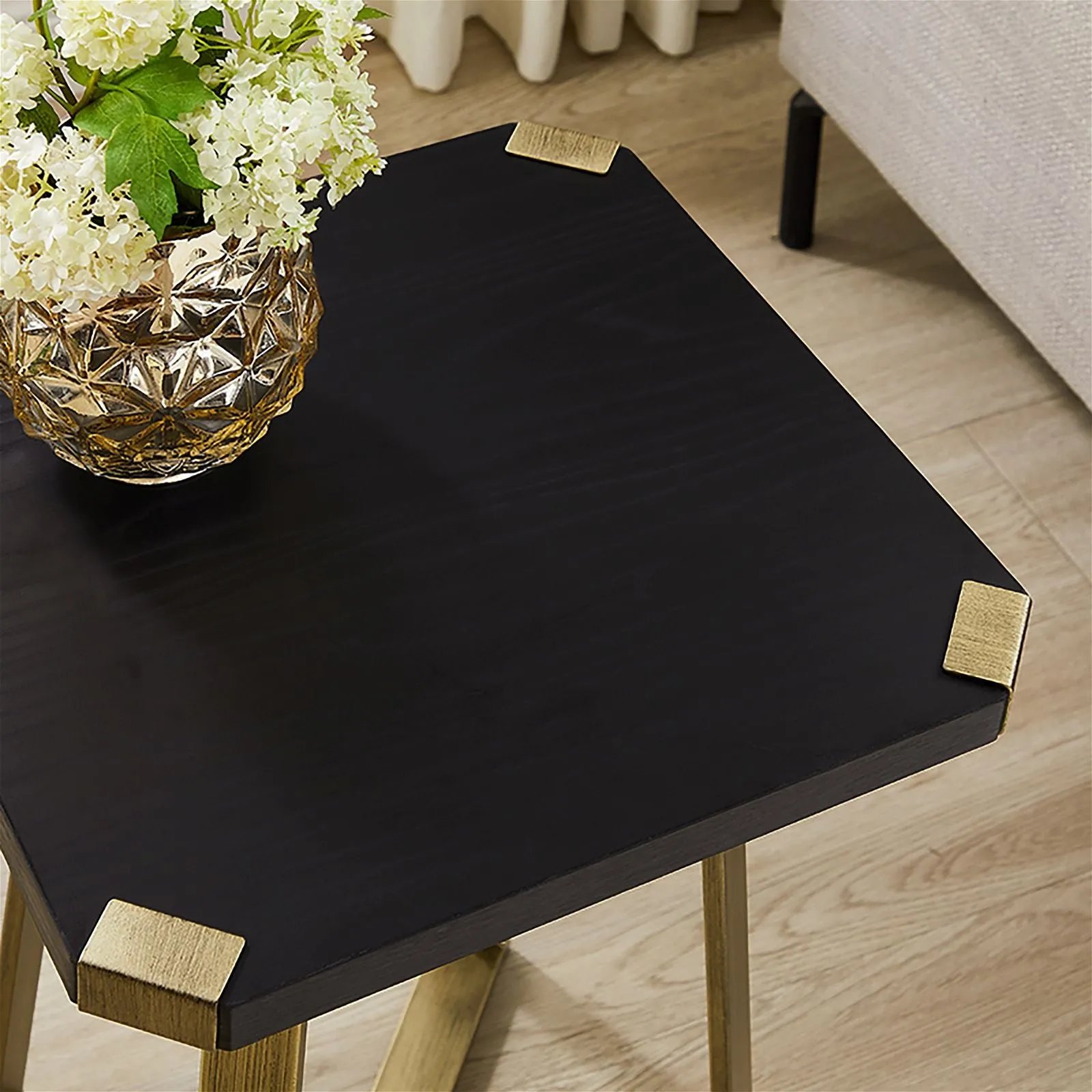 Capri Square End Table - Black Oak, Gold by Criterion™